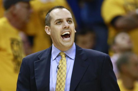 Indiana Pacers head coach Frank Vogel directs his team against the Miami Heat during the first quarter in Game 4 of their NBA Eastern Confer Indiana Pacers head coach Frank Vogel directs his team against the Miami Heat during the first quarter in Game 4 of their NBA Eastern Confer