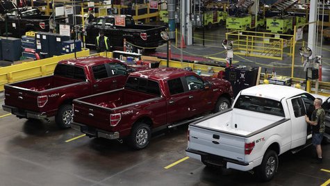 2014 Ford F-150 pick-up trucks are seen in quality control at the Ford Motor Dearborn Truck Plant in Dearborn, Michigan September 16, 2013. 2014 Ford F-150 pick-up trucks are seen in quality control at the Ford Motor Dearborn Truck Plant in Dearborn, Michigan September 16, 2013.