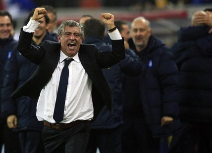 Greece's head coach Fernando Santos celebrates defeating Romania during their 2014 World Cup qualifying soccer match in Bucharest November 1 Greece's head coach Fernando Santos celebrates defeating Romania during their 2014 World Cup qualifying soccer match in Bucharest November 1