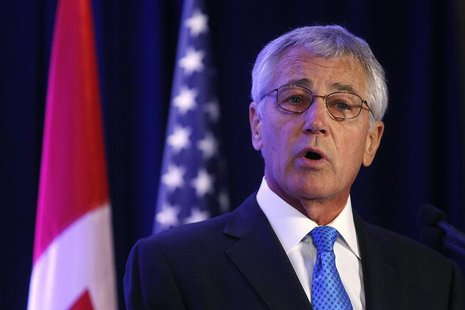 U.S. Defense Secretary Chuck Hagel speaks following the signing of the Canada-U.S. Asia-Pacific Defense Policy Cooperation Framework at the U.S. Defense Secretary Chuck Hagel speaks following the signing of the Canada-U.S. Asia-Pacific Defense Policy Cooperation Framework at the