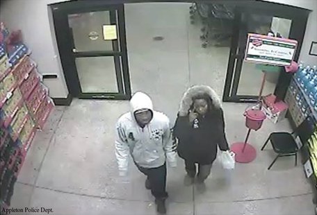 This surveillance photo shows the suspects in a Nov. 21, 2013 purse snatching at an Appleton grocery store. This surveillance photo shows the suspects in a Nov. 21, 2013 purse snatching at an Appleton grocery store.
