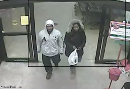 This surveillance photo shows the suspects in a Nov. 21, 2013 purse snatching at an Appleton grocery store. This surveillance photo shows the suspects in a Nov. 21, 2013 purse snatching at an Appleton grocery store.