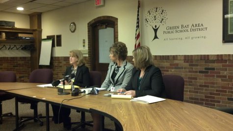 Green Bay Area Public School District officials holding a press conference discussing the firing of Nicolet Elementary School principal Melisa Ellingson on Nov. 22, 2013. (Photo by: WTAQ Reporter Jeff Flynt) Green Bay Area Public School District officials holding a press conference discussing the firing of Nicolet Elementary School principal Melisa Ellingson on Nov. 22, 2013. (Photo by: WTAQ Reporter Jeff Flynt)