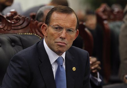 Australia's Prime Minister Tony Abbott attends a session of the Commonwealth Heads of Government Meeting (CHOGM) in Colombo, November 17, 20 Australia's Prime Minister Tony Abbott attends a session of the Commonwealth Heads of Government Meeting (CHOGM) in Colombo, November 17, 20