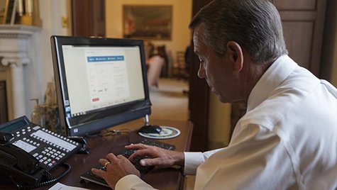 House Speaker John Boehner attempts to sign up for healthcare on the DC Health Link in Washington, in this handout photo courtesy of the Spe House Speaker John Boehner attempts to sign up for healthcare on the DC Health Link in Washington, in this handout photo courtesy of the Spe