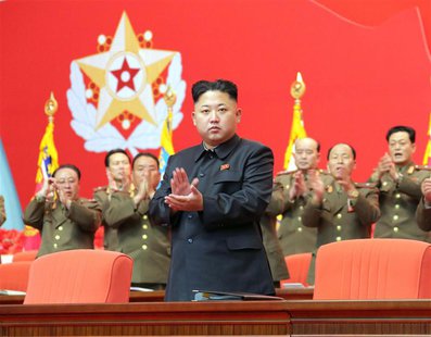 North Korean leader Kim Jong Un applauds during the second meeting of security personnel of the Korean People's Army (KPA) at April 25 House North Korean leader Kim Jong Un applauds during the second meeting of security personnel of the Korean People's Army (KPA) at April 25 House