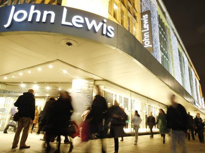 Shoppers pass John Lewis department store on Oxford Street in London December 8, 2011. REUTERS/Luke MacGregor Shoppers pass John Lewis department store on Oxford Street in London December 8, 2011. REUTERS/Luke MacGregor