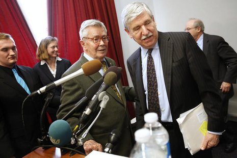 Ambassador Bruce Laingen (3rd L), who was the senior U.S. diplomat in Tehran when he and 51 others were taken prisoner in the Iranian hostag Ambassador Bruce Laingen (3rd L), who was the senior U.S. diplomat in Tehran when he and 51 others were taken prisoner in the Iranian hostag