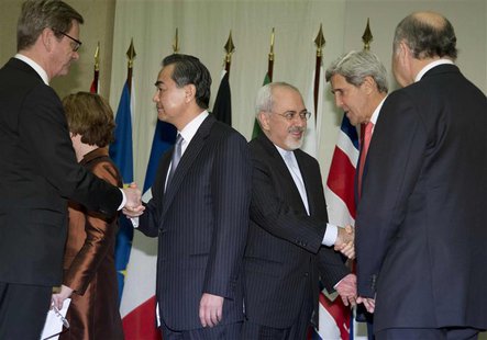 (L-R) Germany's Foreign Minister Guido Westerwelle, China's Foreign Minister Wang Yi, Iran's Foreign Minister Mohammad Javad Zarif, U.S. Sec (L-R) Germany's Foreign Minister Guido Westerwelle, China's Foreign Minister Wang Yi, Iran's Foreign Minister Mohammad Javad Zarif, U.S. Sec