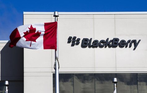 A Canadian flag waves in front of a Blackberry logo at the Blackberry campus in Waterloo, September 23, 2013. REUTERS/Mark Blinch A Canadian flag waves in front of a Blackberry logo at the Blackberry campus in Waterloo, September 23, 2013. REUTERS/Mark Blinch