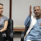 Panelists Anne Wojcicki, co-founder of 23and Me Inc. and 2006 Nobel Peace Prize Laureate Muhammad Yunus (R), managing director, Grameen Bank Panelists Anne Wojcicki, co-founder of 23and Me Inc. and 2006 Nobel Peace Prize Laureate Muhammad Yunus (R), managing director, Grameen Bank