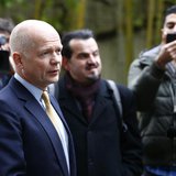 British Foreign Secretary William Hague talks to media after his arrival at the Intercontinental Hotel in Geneva November 23, 2013. REUTERS/ British Foreign Secretary William Hague talks to media after his arrival at the Intercontinental Hotel in Geneva November 23, 2013. REUTERS/