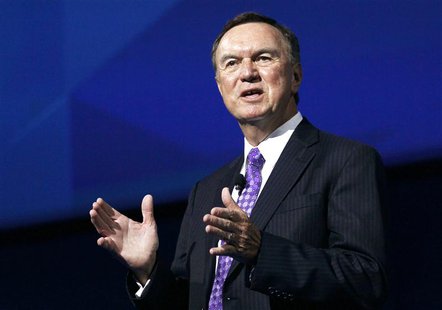 Mike Duke, CEO of Wal-Mart Stores, speaks at the annual shareholders meeting for Walmart in Fayetteville, Arkansas in this file photo from J Mike Duke, CEO of Wal-Mart Stores, speaks at the annual shareholders meeting for Walmart in Fayetteville, Arkansas in this file photo from J