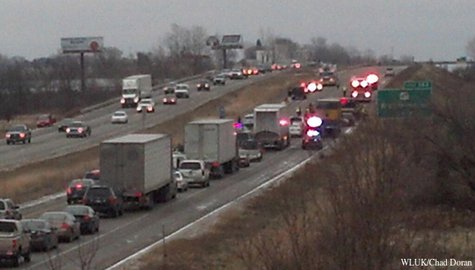 Northbound traffic on Hwy. 41 in Grand Chute backs up after a pair of crashes, Nov. 25, 2013. (Photo from: FOX 11). Northbound traffic on Hwy. 41 in Grand Chute backs up after a pair of crashes, Nov. 25, 2013. (Photo from: FOX 11).