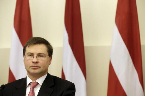 Latvia's Prime Minister Valdis Dombrovskis listens during a news conference in Riga November 8, 2013. REUTERS/Ints Kalnins Latvia's Prime Minister Valdis Dombrovskis listens during a news conference in Riga November 8, 2013. REUTERS/Ints Kalnins