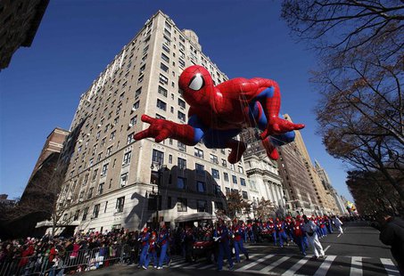 The Spiderman balloon floats down Central Park West during the 86th Macy's Thanksgiving Day Parade in New York in a November 22, 2012 file p The Spiderman balloon floats down Central Park West during the 86th Macy's Thanksgiving Day Parade in New York in a November 22, 2012 file p