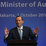 Australia's Prime Minister Tony Abbott speaks at a breakfast meeting in Jakarta October 1, 2013. Abbott is on a two-day visit to Indonesia. Australia's Prime Minister Tony Abbott speaks at a breakfast meeting in Jakarta October 1, 2013. Abbott is on a two-day visit to Indonesia.