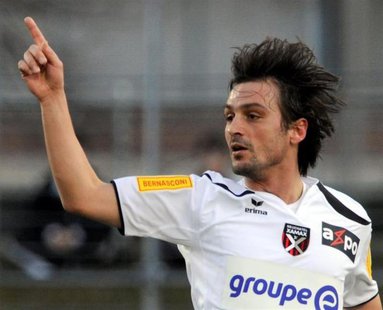 Neuchatel Xamax's Sanel Kuljic celebrates his goal during their Swiss Super League soccer match against AC Bellinzona in Bellinzona in this Neuchatel Xamax's Sanel Kuljic celebrates his goal during their Swiss Super League soccer match against AC Bellinzona in Bellinzona in this