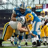Detroit Lions defensive tackle Ndamukong Suh (90) sacks Green Bay Packers quarterback Matt Flynn (10) in the end zone for a safety during th Detroit Lions defensive tackle Ndamukong Suh (90) sacks Green Bay Packers quarterback Matt Flynn (10) in the end zone for a safety during th