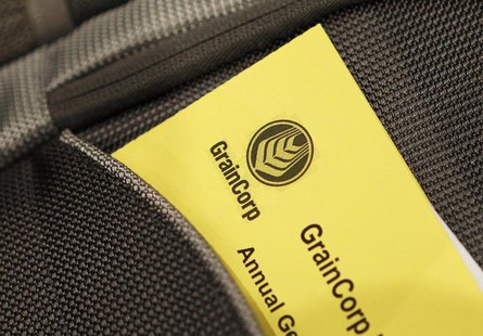 Paperwork for the GrainCorp Annual General Meeting is seen inside a bag in central Sydney December 20, 2012. REUTERS/Daniel Munoz Paperwork for the GrainCorp Annual General Meeting is seen inside a bag in central Sydney December 20, 2012. REUTERS/Daniel Munoz