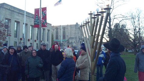 A sizable crowd turned out for what became an opportunity to learn more about the Jewish holiday and the original events that inspired it. A sizable crowd turned out for what became an opportunity to learn more about the Jewish holiday and the original events that inspired it.