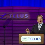 Darren Entwistle, president and chief executive officer of Telus Corporation speaks at the company's annual general meeting in Montreal, May Darren Entwistle, president and chief executive officer of Telus Corporation speaks at the company's annual general meeting in Montreal, May