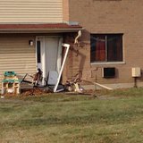 Damage to Green Bay apartment building where teenager slammed his pickup truck into on Nov. 30, 2013. (Photo from: FOX 11). Damage to Green Bay apartment building where teenager slammed his pickup truck into on Nov. 30, 2013. (Photo from: FOX 11).