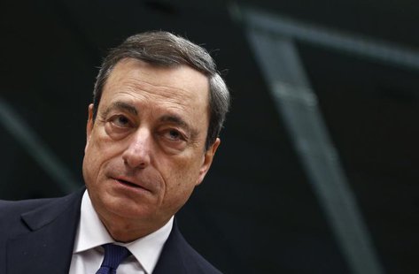 European Central Bank (ECB) President Mario Draghi looks on at the start of an Eurozone finance ministers meeting in Brussels November 14, 2 European Central Bank (ECB) President Mario Draghi looks on at the start of an Eurozone finance ministers meeting in Brussels November 14, 2