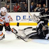 Nov 30, 2013; Los Angeles, CA, USA; Calgary Flames left wing Mike Cammalleri (13) scores the game winning goal past Los Angeles Kings goalie Nov 30, 2013; Los Angeles, CA, USA; Calgary Flames left wing Mike Cammalleri (13) scores the game winning goal past Los Angeles Kings goalie