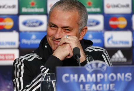 Chelsea manager Jose Mourinho smiles as he addresses a news conference in Basel November 25, 2013. Chelsea will play against Basel in the Ch Chelsea manager Jose Mourinho smiles as he addresses a news conference in Basel November 25, 2013. Chelsea will play against Basel in the Ch