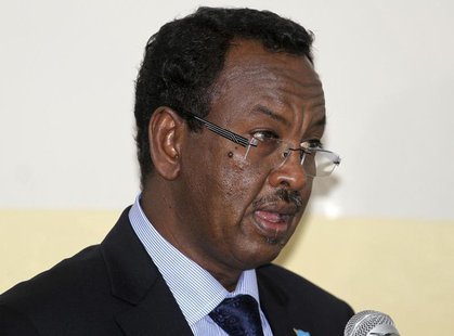 Somalia's newly appointed Prime Minister Abdi Farah Shirdon Saaid addresses members of the parliament after his introduction in Mogadishu Oc Somalia's newly appointed Prime Minister Abdi Farah Shirdon Saaid addresses members of the parliament after his introduction in Mogadishu Oc