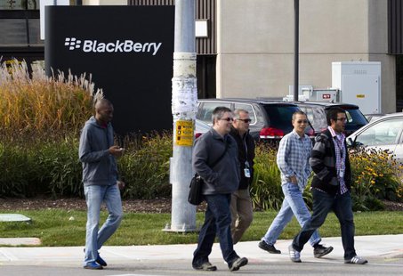 People walk in front of the Blackberry campus in Waterloo, September 23, 2013. REUTERS/Mark Blinch People walk in front of the Blackberry campus in Waterloo, September 23, 2013. REUTERS/Mark Blinch