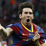 Barcelona's Lionel Messi celebrates after scoring against Manchester United during their Champions League final soccer match at Wembley Stad Barcelona's Lionel Messi celebrates after scoring against Manchester United during their Champions League final soccer match at Wembley Stad