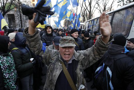 A protestor shouts during a demonstration in support of EU integration in Kiev December 3, 2013. REUTERS/Vasily Fedosenko A protestor shouts during a demonstration in support of EU integration in Kiev December 3, 2013. REUTERS/Vasily Fedosenko