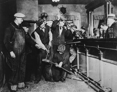 U.S. Prohibition agents destroy a bar in an undated photo held by the National Archives and Records Administration.
CREDIT: REUTERS/U.S. INFORMATION AGENCY/NARAE/HANDOUT VIA REUTERS U.S. Prohibition agents destroy a bar in an undated photo held by the National Archives and Records Administration.
CREDIT: REUTERS/U.S. INFORMATION AGENCY/NARAE/HANDOUT VIA REUTERS