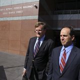 Former KPMG senior auditor Scott London (R) and his lawyer Harland Braun leave the Roybal Federal Court Building after London's hearing in d Former KPMG senior auditor Scott London (R) and his lawyer Harland Braun leave the Roybal Federal Court Building after London's hearing in d