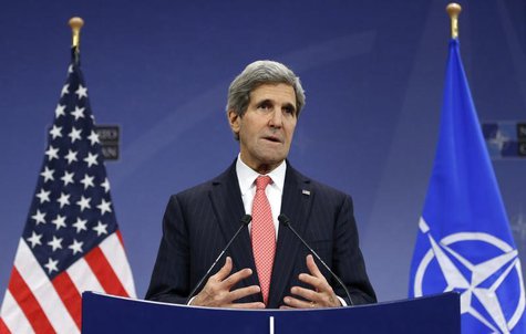 U.S. Secretary of State John Kerry addresses a news conference during a NATO foreign ministers meeting at the Alliance headquarters in Bruss U.S. Secretary of State John Kerry addresses a news conference during a NATO foreign ministers meeting at the Alliance headquarters in Bruss