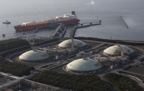 Liquefied natural gas (LNG) storage tanks and a membrane-type tanker are seen at Tokyo Electric Power Co.'s Futtsu Thermal Power Station in Liquefied natural gas (LNG) storage tanks and a membrane-type tanker are seen at Tokyo Electric Power Co.'s Futtsu Thermal Power Station in