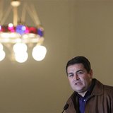 Honduras' President-elect Juan Hernandez addresses members of the congregation after attending Mass at the Basilica of Suyapa in Tegucigalpa Honduras' President-elect Juan Hernandez addresses members of the congregation after attending Mass at the Basilica of Suyapa in Tegucigalpa