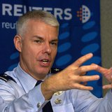 U.S. Air Force Major General Charles Davis, the Pentagon's project manager for the F-35 Joint Strike Fighter jet, briefs reporters on the mi U.S. Air Force Major General Charles Davis, the Pentagon's project manager for the F-35 Joint Strike Fighter jet, briefs reporters on the mi
