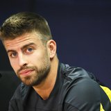 Barcelona's Gerard Pique attends a news conference after a training session at Ciutat Esportiva Joan Gamper in Sant Joan Despi near Barcelon Barcelona's Gerard Pique attends a news conference after a training session at Ciutat Esportiva Joan Gamper in Sant Joan Despi near Barcelon