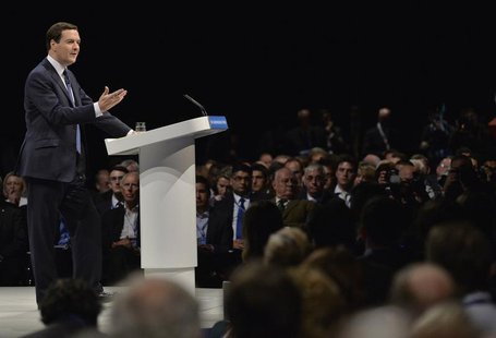 Britain's Chancellor of the Exchequer George Osborne delivers his keynote speech at the annual Conservative party conference in Manchester, Britain's Chancellor of the Exchequer George Osborne delivers his keynote speech at the annual Conservative party conference in Manchester,