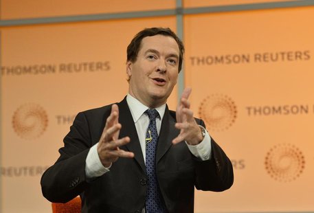 Britain's Chancellor of the Exchequer George Osborne speaks at a Thomson Reuters Newsmaker event at Canary Wharf in London October 22, 2013. Britain's Chancellor of the Exchequer George Osborne speaks at a Thomson Reuters Newsmaker event at Canary Wharf in London October 22, 2013.