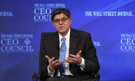 U.S. Treasury Secretary Jack Lew answers a question during the Wall Street Journal's CEO Council annual meeting in Washington, November 19, U.S. Treasury Secretary Jack Lew answers a question during the Wall Street Journal's CEO Council annual meeting in Washington, November 19,