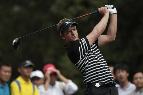 Luke Donald of Britain tees off on the 15th hole during the first round of the WGC-HSBC Champions golf tournament in Shanghai October 31, 20 Luke Donald of Britain tees off on the 15th hole during the first round of the WGC-HSBC Champions golf tournament in Shanghai October 31, 20