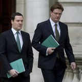 Britain's Chancellor of the Exchequer George Osborne (L), and his deputy the Chief Secretary to the Treasury Danny Alexander, leave the Trea Britain's Chancellor of the Exchequer George Osborne (L), and his deputy the Chief Secretary to the Treasury Danny Alexander, leave the Trea