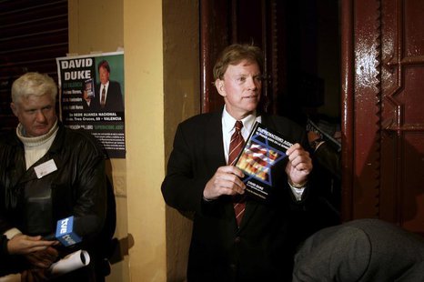 David Duke, former Republican member of the Louisiana House of Representatives and former Grand Wizard of the Knights of the Ku Klux Klan, s David Duke, former Republican member of the Louisiana House of Representatives and former Grand Wizard of the Knights of the Ku Klux Klan, s