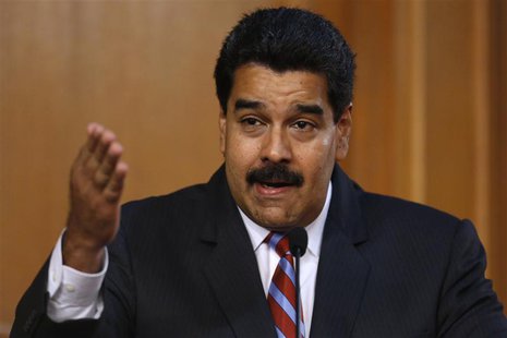 Venezuela's President Nicolas Maduro speaks during a meeting with ministers and lawmakers of the National Assembly at Miraflores Palace in C Venezuela's President Nicolas Maduro speaks during a meeting with ministers and lawmakers of the National Assembly at Miraflores Palace in C