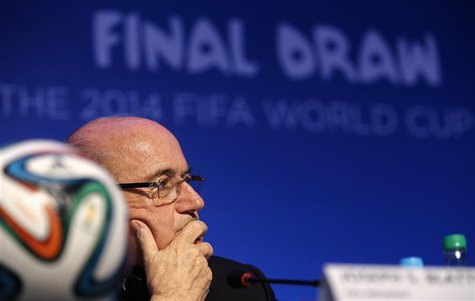 FIFA President Sepp Blatter listens to a question during a news conference ahead of the 2014 World Cup draw at the Cost. The draw will be he FIFA President Sepp Blatter listens to a question during a news conference ahead of the 2014 World Cup draw at the Cost. The draw will be he