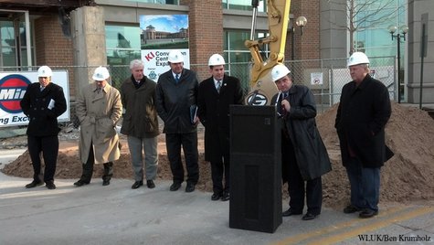 Green Bay Mayor Jim Schmitt speaks during the groundbreaking ceremony for the expansion of the KI Convention Center in Green Bay, Thursday, Dec. 5, 2013. (Photo from FOX 11). Green Bay Mayor Jim Schmitt speaks during the groundbreaking ceremony for the expansion of the KI Convention Center in Green Bay, Thursday, Dec. 5, 2013. (Photo from FOX 11).